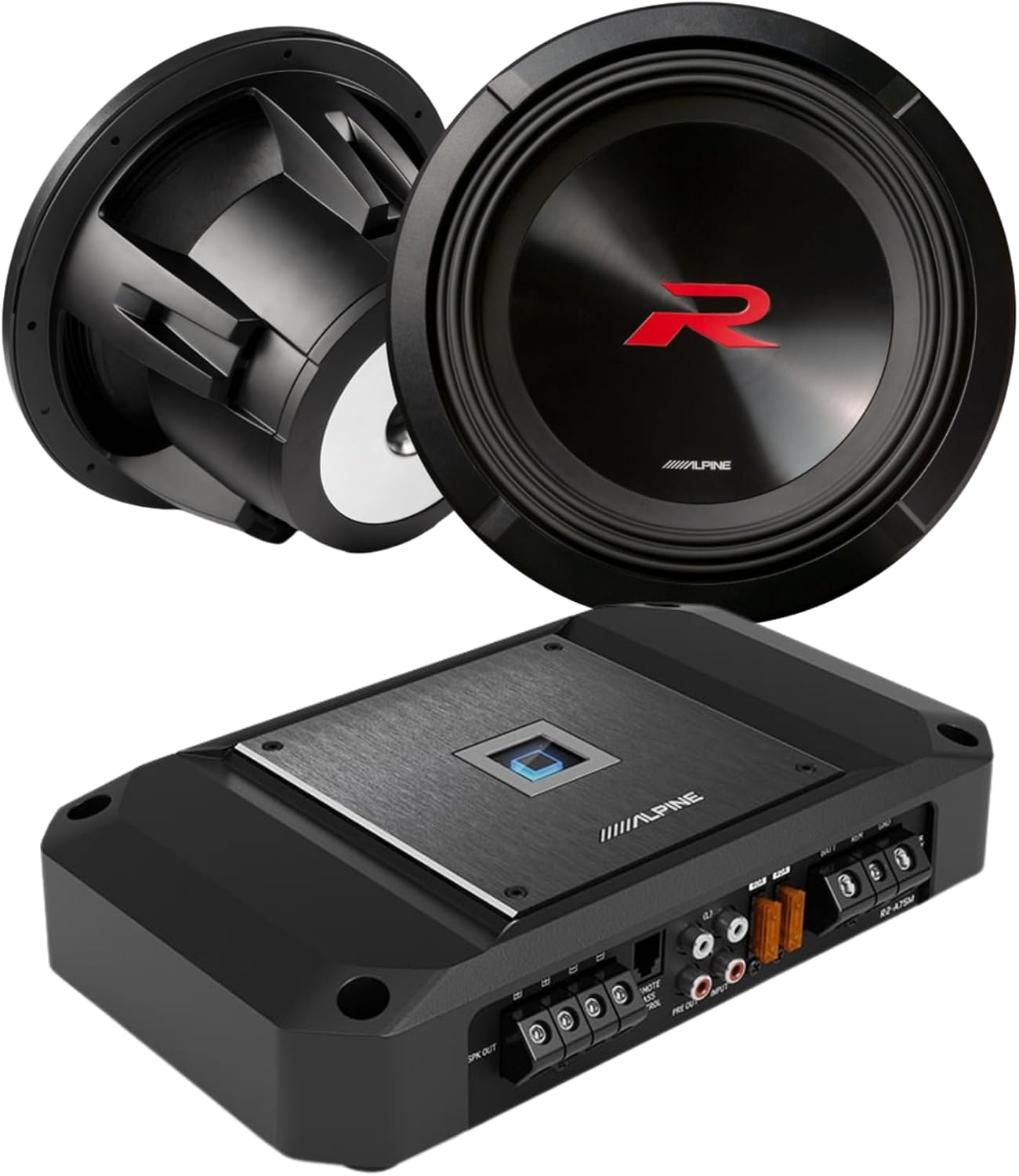 51ElsQ8NyYL._AC_SL1200_gfjgf.jpg Alpine R2-W12D4 12" 2250W Peak Subwoofer & R2-A75M 750W RMS Monoblock Amplifier Bundle – High-Power, Deep Bass Audio System for Cars - Image 1