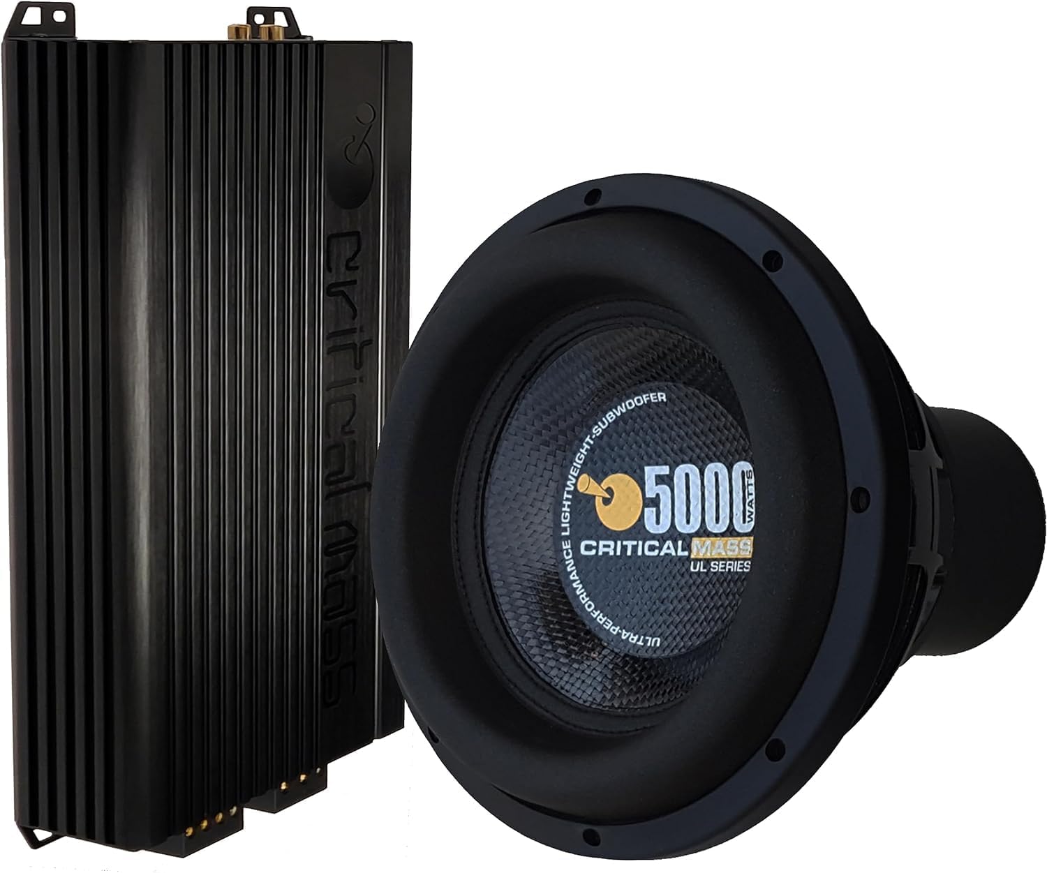81EJvHYLXML._AC_SL1500_-1.jpg Critical Mass car Amplifier CM-RA2000S + UL12 The Perfect Subwoofer Car Audio Award-Winning 2500Watt RMS Dual 1.5 ohm 12" Subwoofer Super-subwoofer (UL12 Subwoofer + 2000W RMS Amplifier) - Image 1