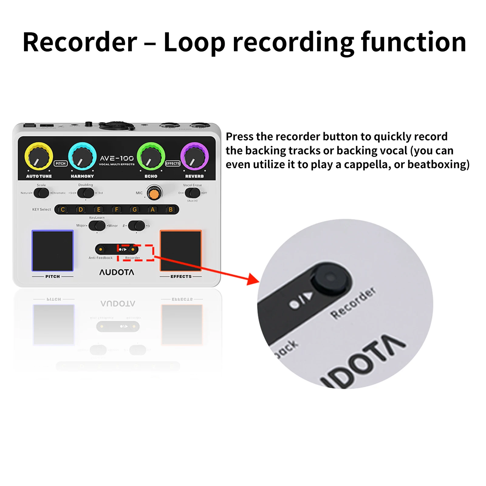 S1ab81d8cc76e498d8aa1c7585fe66f4cj.webp AUDOTA Professional Vocal Multi-Effects Unit- Harmony Generator, Auto-Tune, and Feedback Suppression with XLR Outputs - Image 1