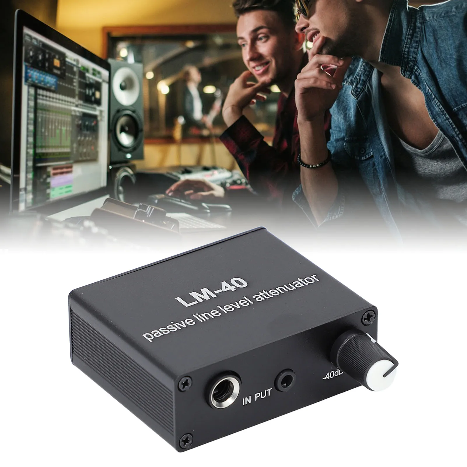 Sa58272927fa34eec93b1d0e9cb4987582.webp Sound Passive Attenuator ‑40db‑15db Adjustable Sound Volume Control Attenuator with 3.5mm Output Cable Sound Attenuator - Image 1