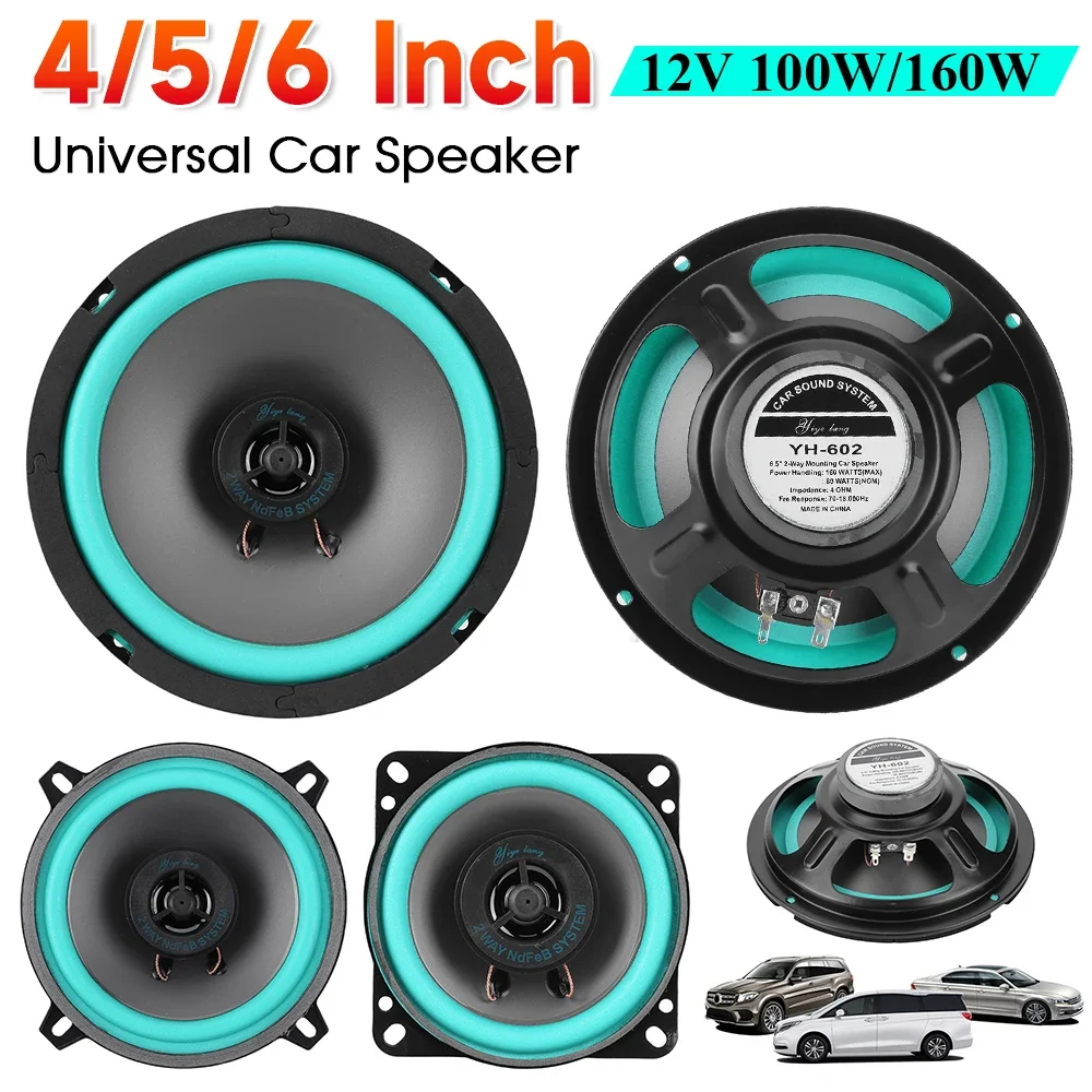 Sb12fb08f16f843e490443b5e2be4da5bT.webp 4/5/6 Inch Car Speakers 100W/160W Max Universal HiFi Coaxial Subwoofer Car Audio Music Stereo Full Range Frequency Auto Speakers - Image 1