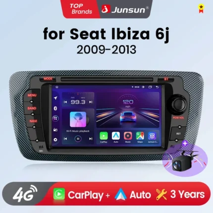 Junsun Wireless CarPlay for Apple Android Auto Car Radio for Seat Ibiza 6j 2009 2010 2011-2013 GPS Multimedia Stereo TouchScreen