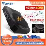 Hikity 800W 10" Ultra-Thin Subwoofer 12V Under-Seat Car Audio Active Subwoofer With Audio Cable Audio Processor Music Player